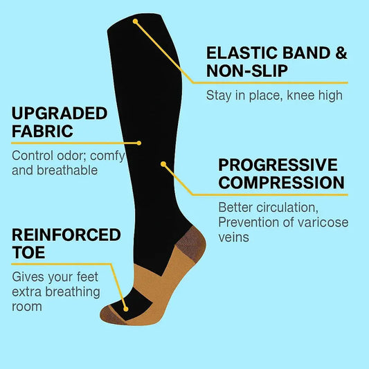 CopperCare™ Compression Socks for Men Women 15-20 mmHg Ankle Support 